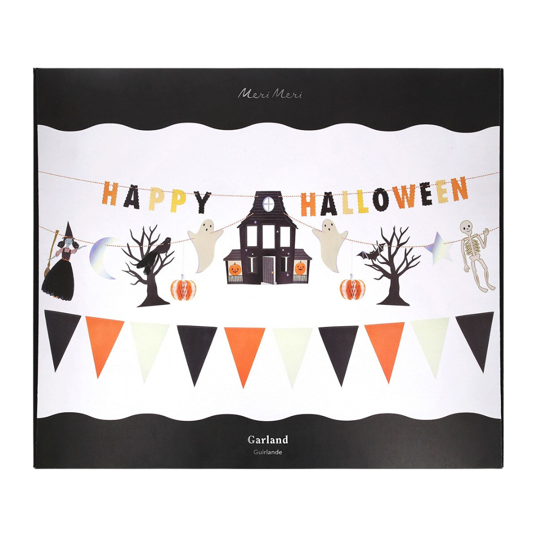 Black, White and Orange Happy Halloween Garland Set