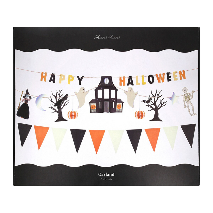 Black, White and Orange Happy Halloween Garland Set