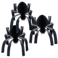 Black spider hanging decorations for Halloween from Parte Haus party supply store in Bethesda Maryland