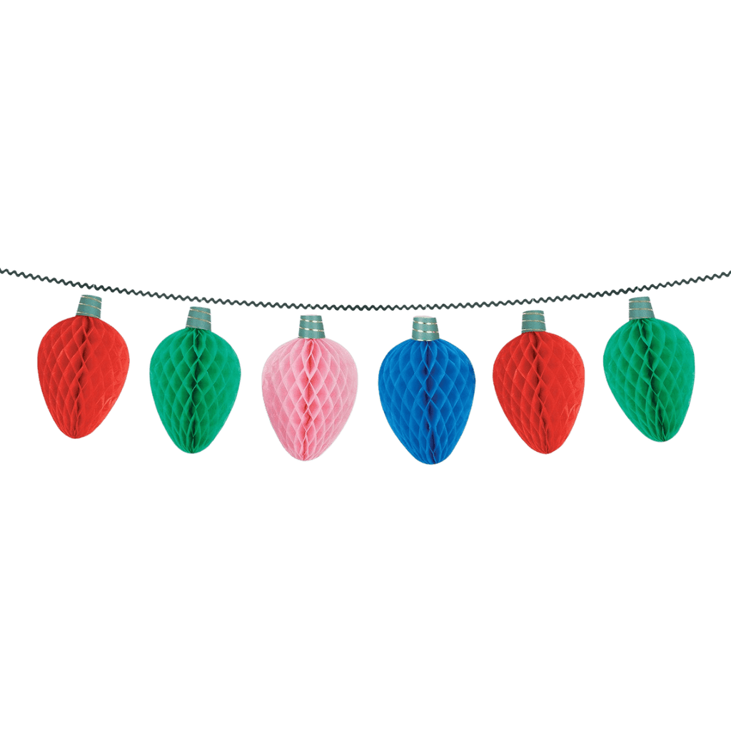 red green pink blue Christmas honeycomb garland festive decor from Parte Haus party supply store in Bethesda MD