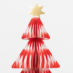 Red and white Christmas tree paper centerpiece with gold star for holiday party from Parte Haus party supply store in Bethesda MD