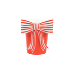 Red paper cup with striped bow for birthday from Parte Haus party supply store in Bethesda MD
