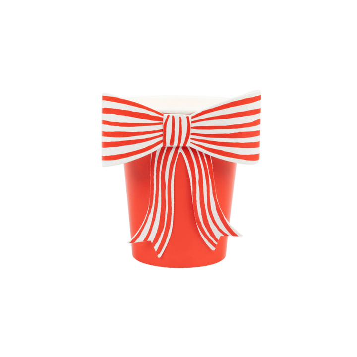 Red & White Stripy Bow Cups