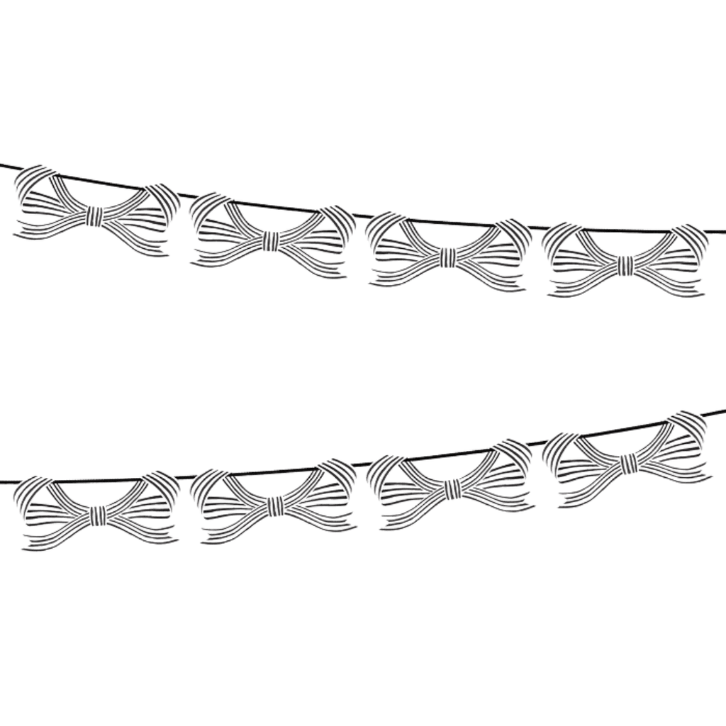 black and white bow garland banner for birthday from Parte Haus party supply store in Bethesda MD