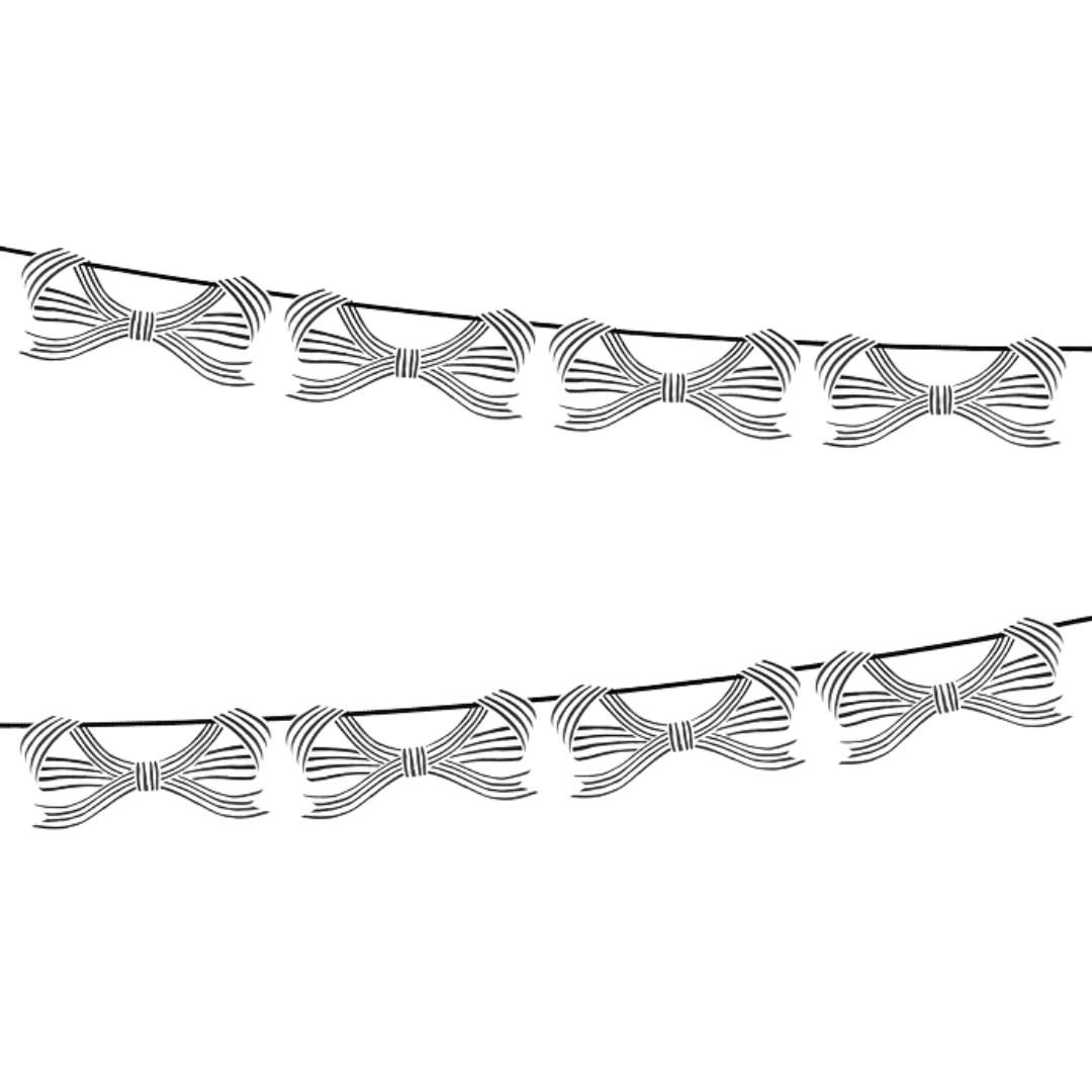 Black & White Stripy Bow Garland