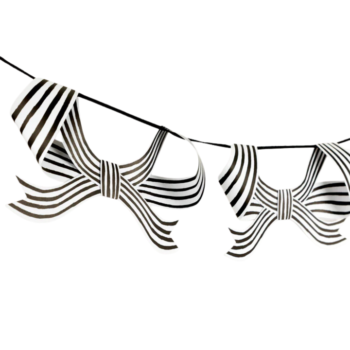 Black & White Stripy Bow Garland