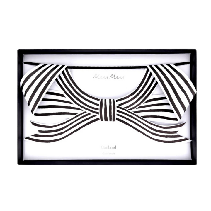 Black & White Stripy Bow Garland
