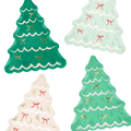 Green and white Christmas tree plates with ribbon detail holiday tableware from Parte Haus party supply store in Bethesda Maryland