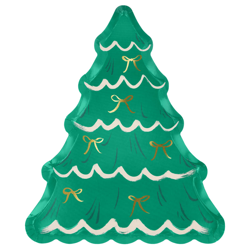 Mint Green and Cream Christmas Tree With Bows Large Dinner Plates