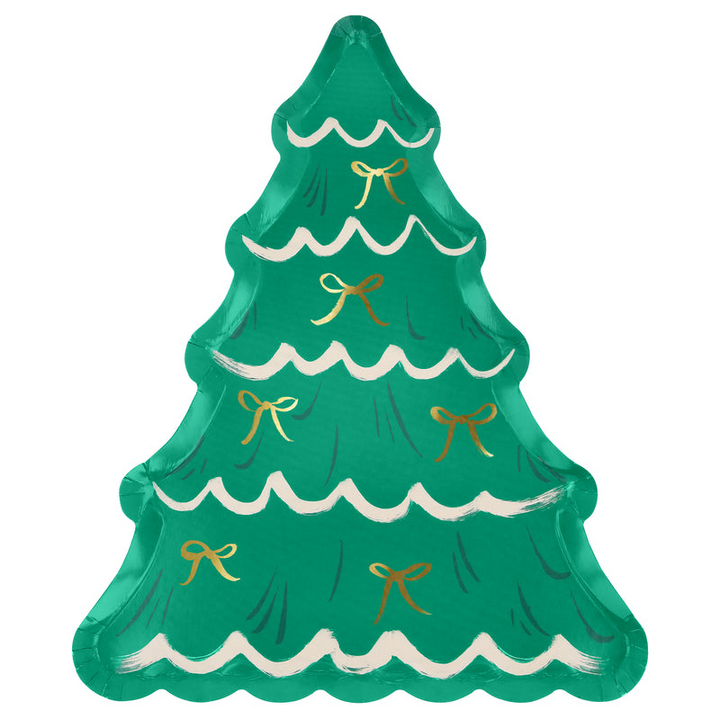 Mint Green and Cream Christmas Tree With Bows Large Dinner Plates
