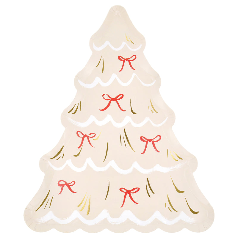 Mint Green and Cream Christmas Tree With Bows Large Dinner Plates