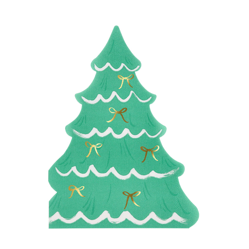 Mint Green and Cream Christmas Tree With Bows Dinner Napkins