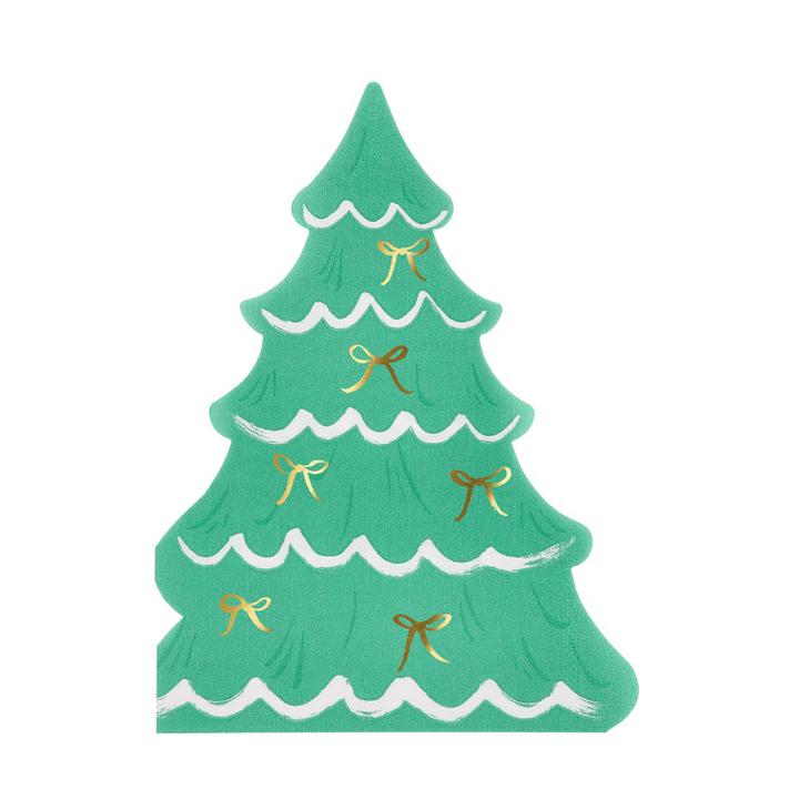Mint Green and Cream Christmas Tree With Bows Dinner Napkins