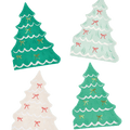 Green and white Christmas tree shaped napkins with bows holiday tableware from Parte Haus party supply store in Bethesda MD