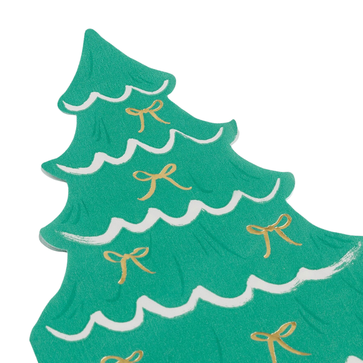 Mint Green and Cream Christmas Tree With Bows Dinner Napkins