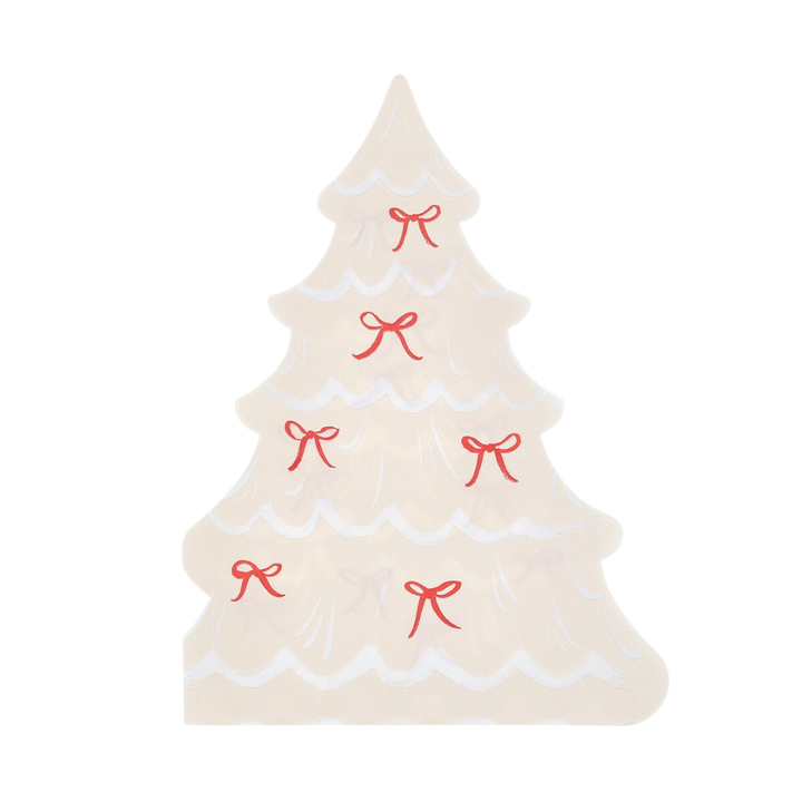 Mint Green and Cream Christmas Tree With Bows Dinner Napkins