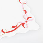 Red pink and gold ribbon paper napkin with scalloped edge for celebration from Parte Haus party supply store in Bethesda MD
