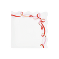 White napkin with pink and red ribbon design elegant birthday decor from Parte Haus party supply store in Bethesda MD
