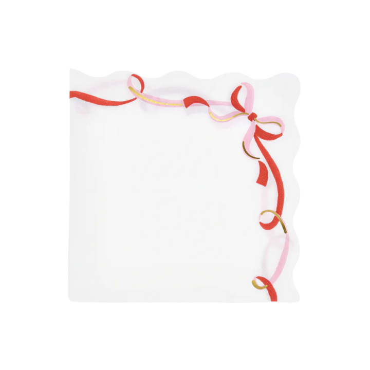 Pink and Red Ribbon Bow Large Napkins