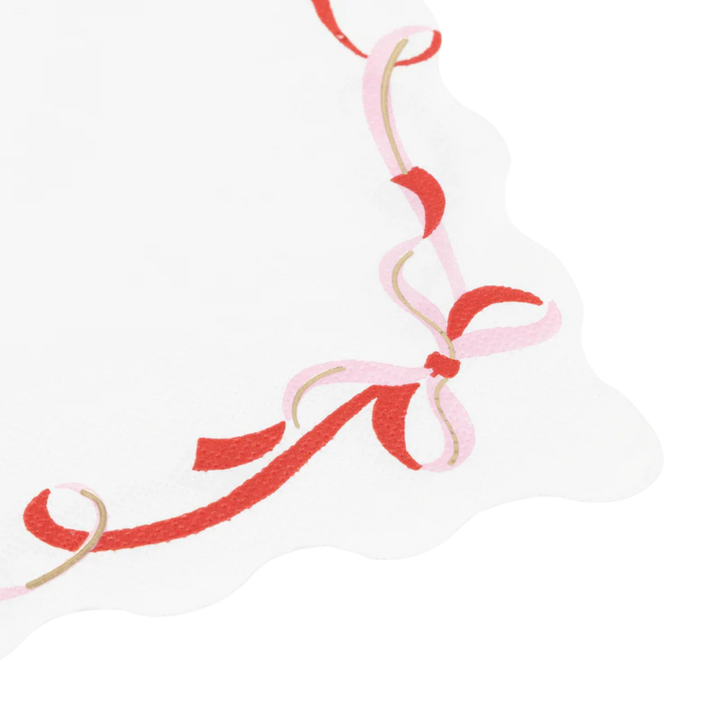 Pink and Red Ribbon Bow Large Napkins