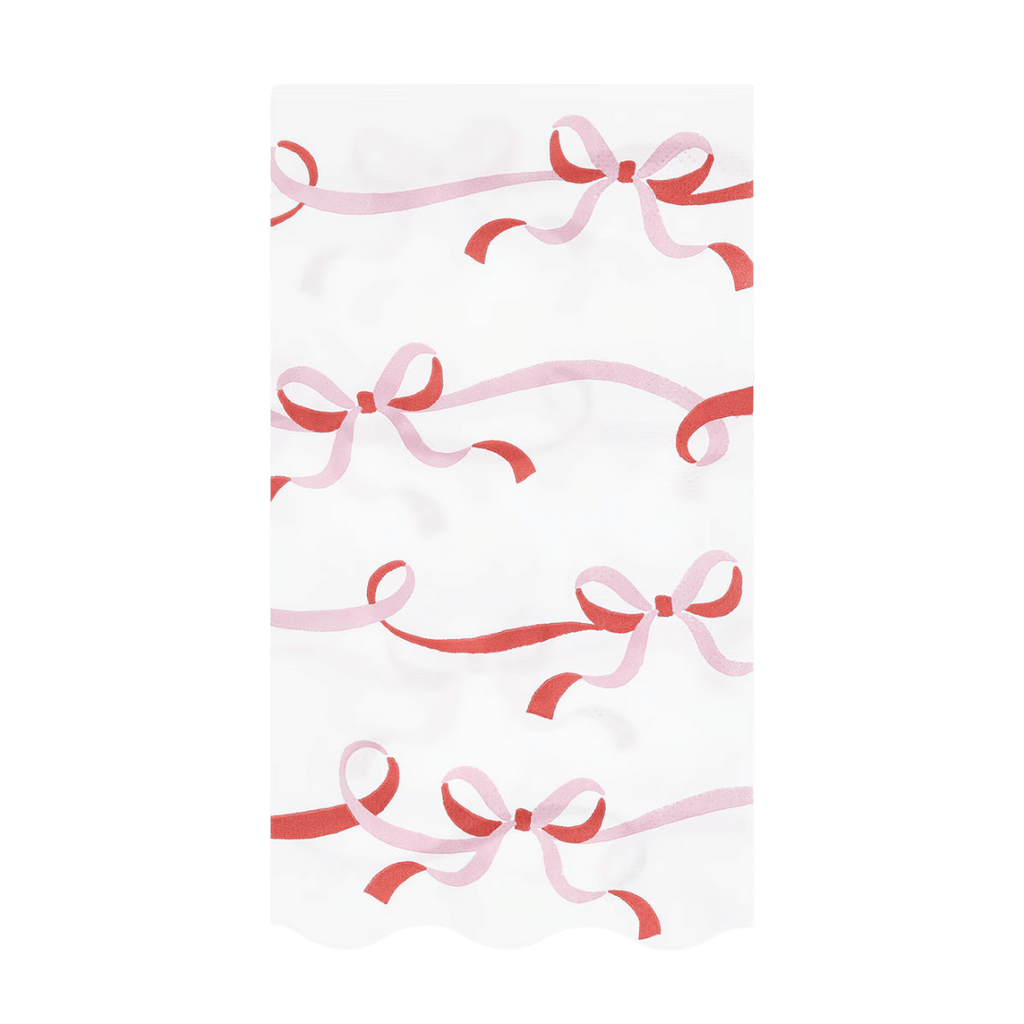 Pink red bow napkin with scalloped edge for birthday from Parte Haus party supply store in Bethesda MD
