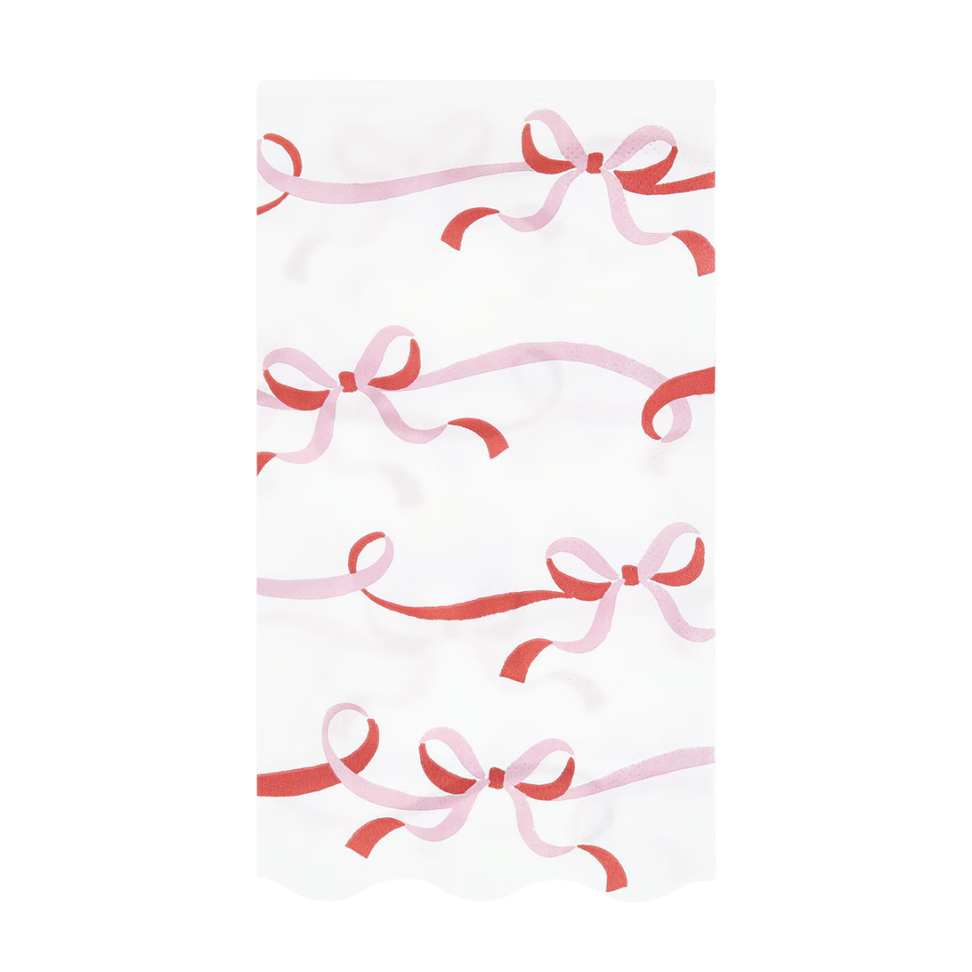 Pink and Red Ribbon Bow Guest Towels