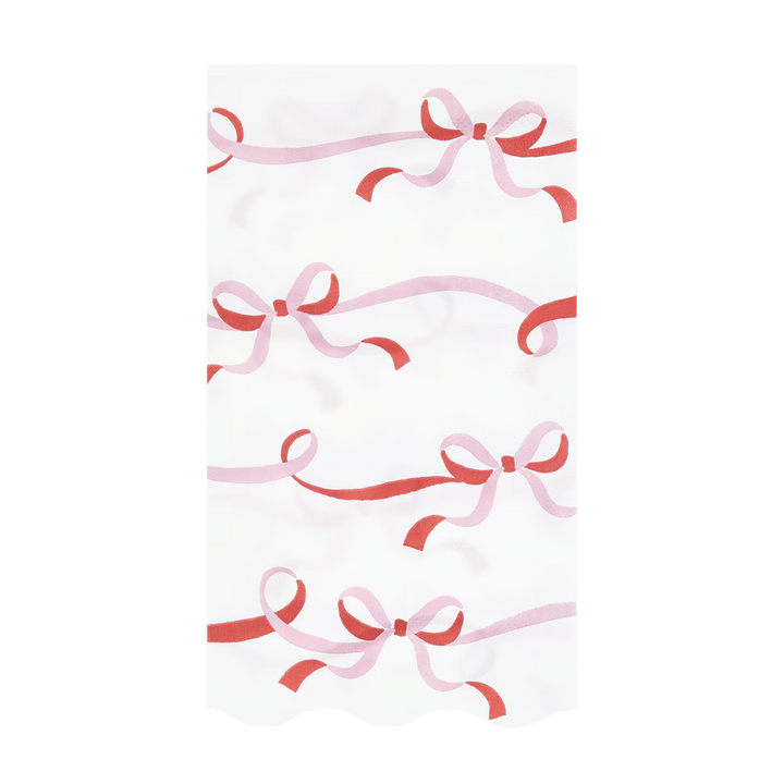 Pink and Red Ribbon Bow Guest Towels