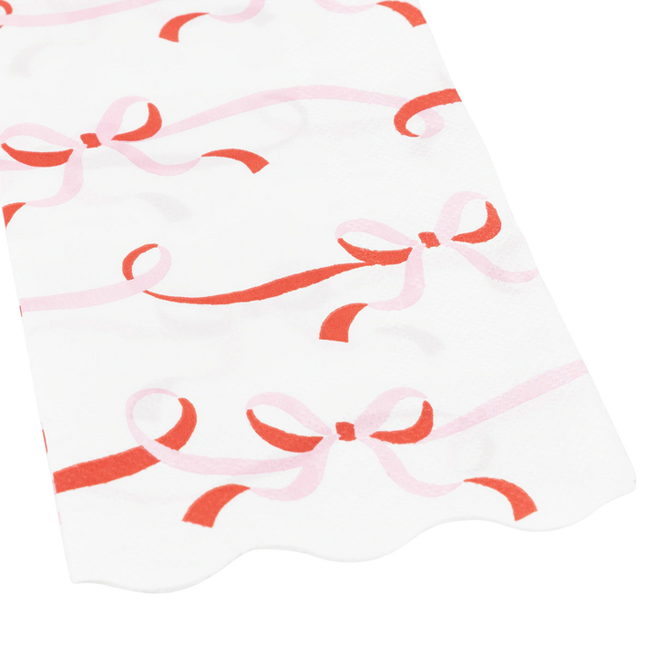 Pink and Red Ribbon Bow Guest Towels