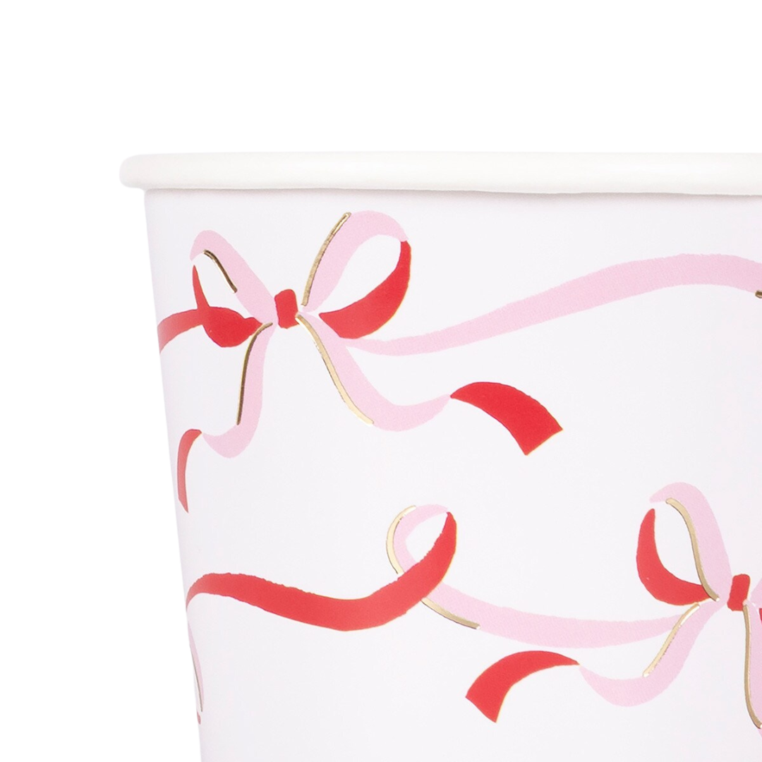 Pink and Red Ribbon Bow Cups
