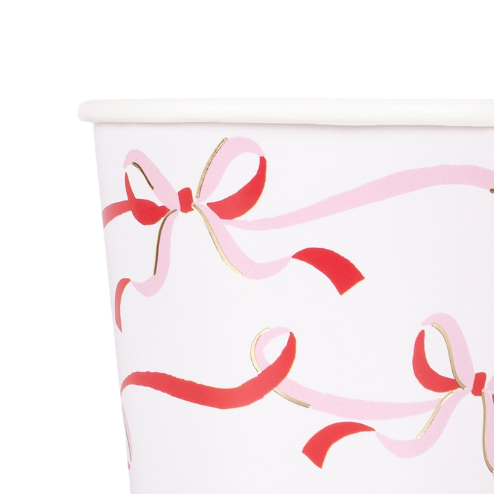 Pink and Red Ribbon Bow Cups