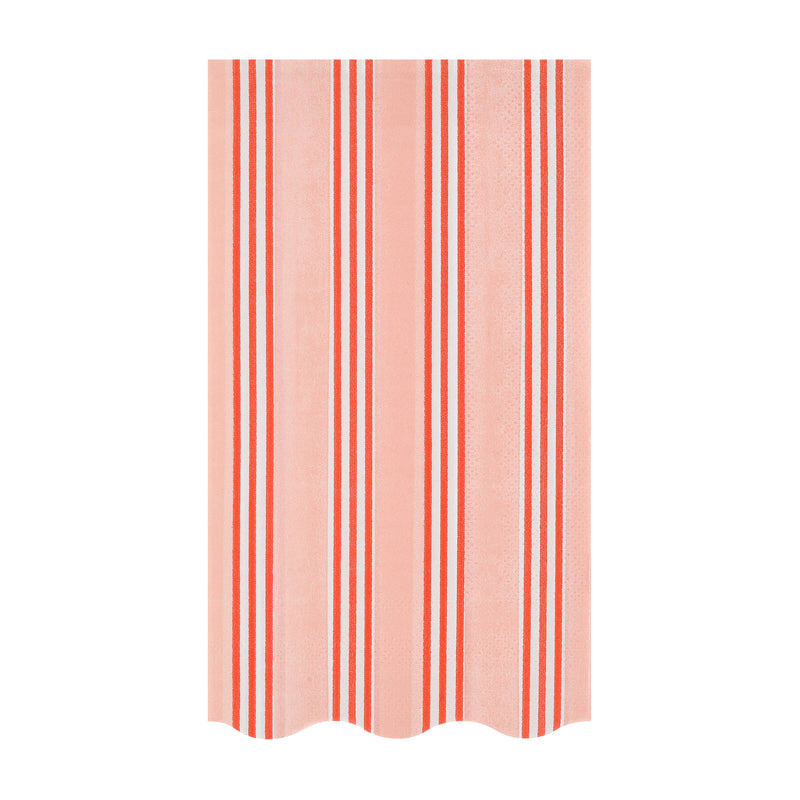 Pink striped paper napkin with scalloped edge for birthday theme from Parte Haus party supply store in Bethesda MD
