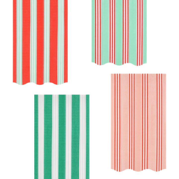 Red and Green Festive Stripe Guest Towels