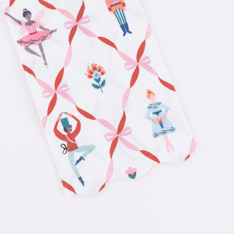 Pink and Red Bow Nutcracker Ballet Guest Napkins