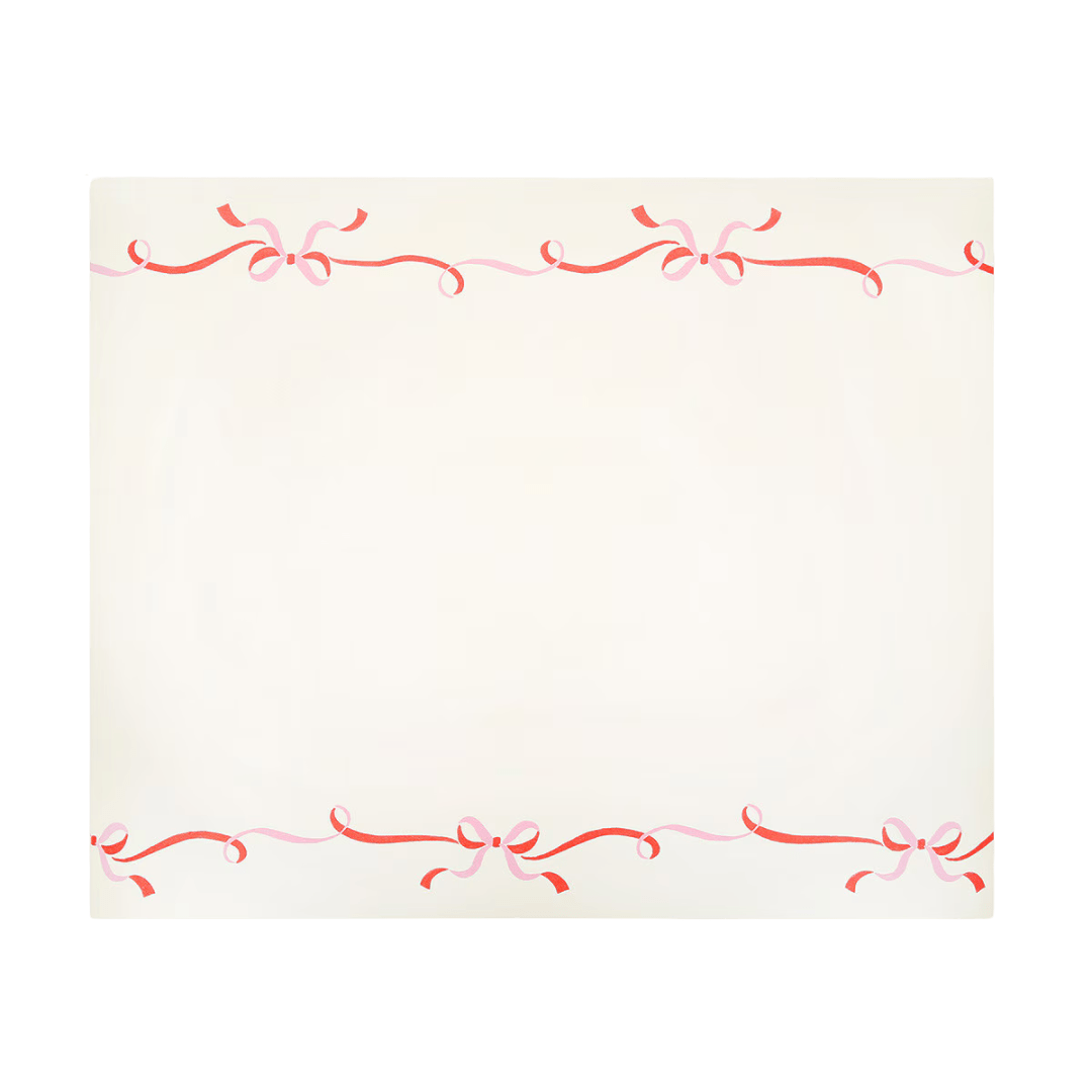 Pink and red ribbon border paper placemat celebration from Parte Haus party supply store in Bethesda MD