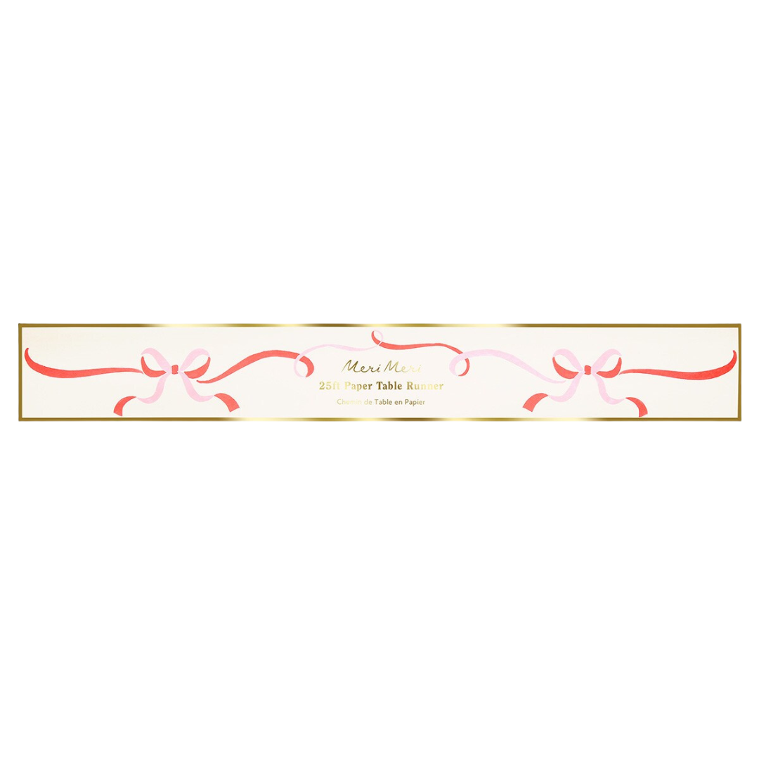 Pink and Red Ribbon Bow Table Runner