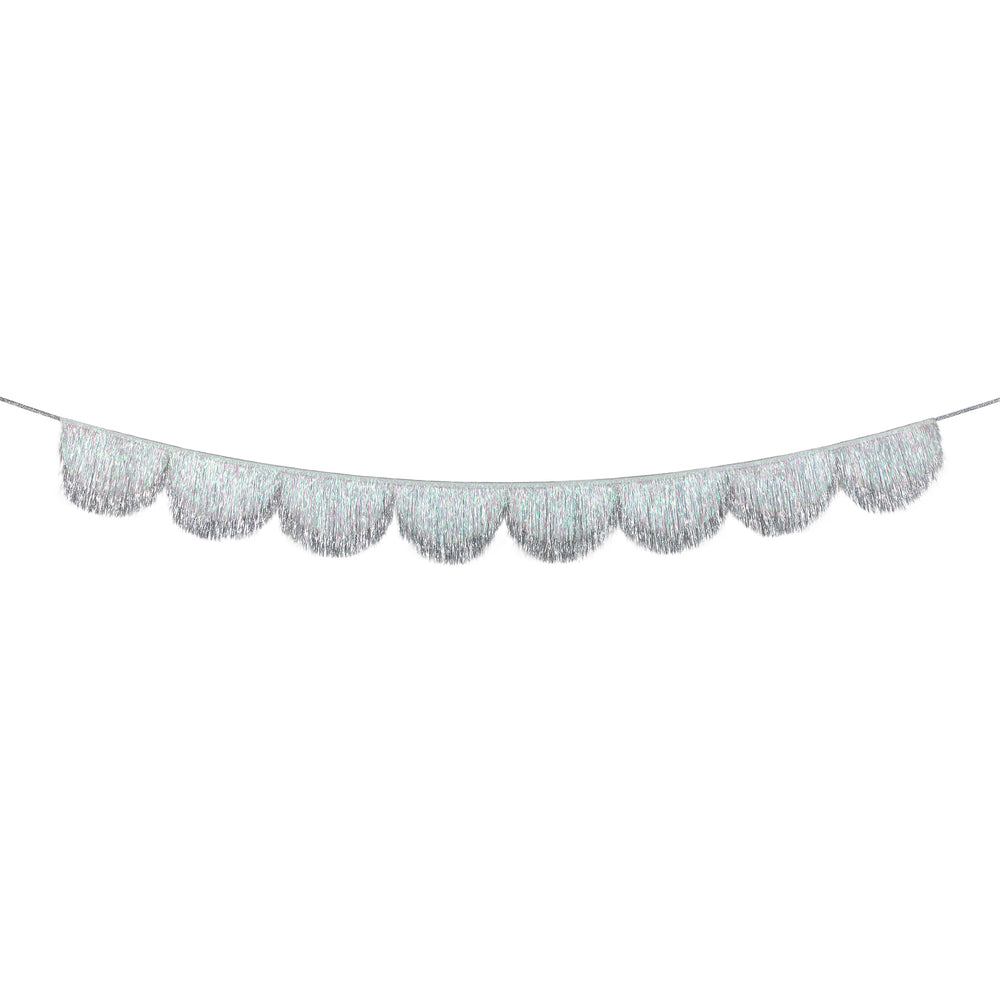 Silver Iridescent Tinsel Scallop Garland