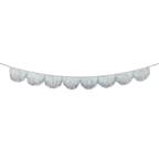 Silver tinsel garland scalloped banner festive decoration from Parte Haus party supply store in Bethesda MD