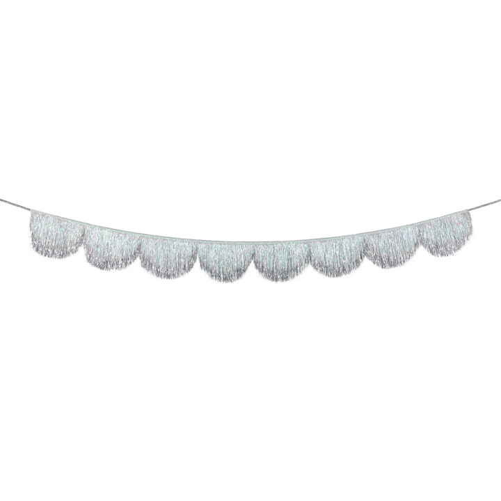 Silver Iridescent Tinsel Scallop Garland