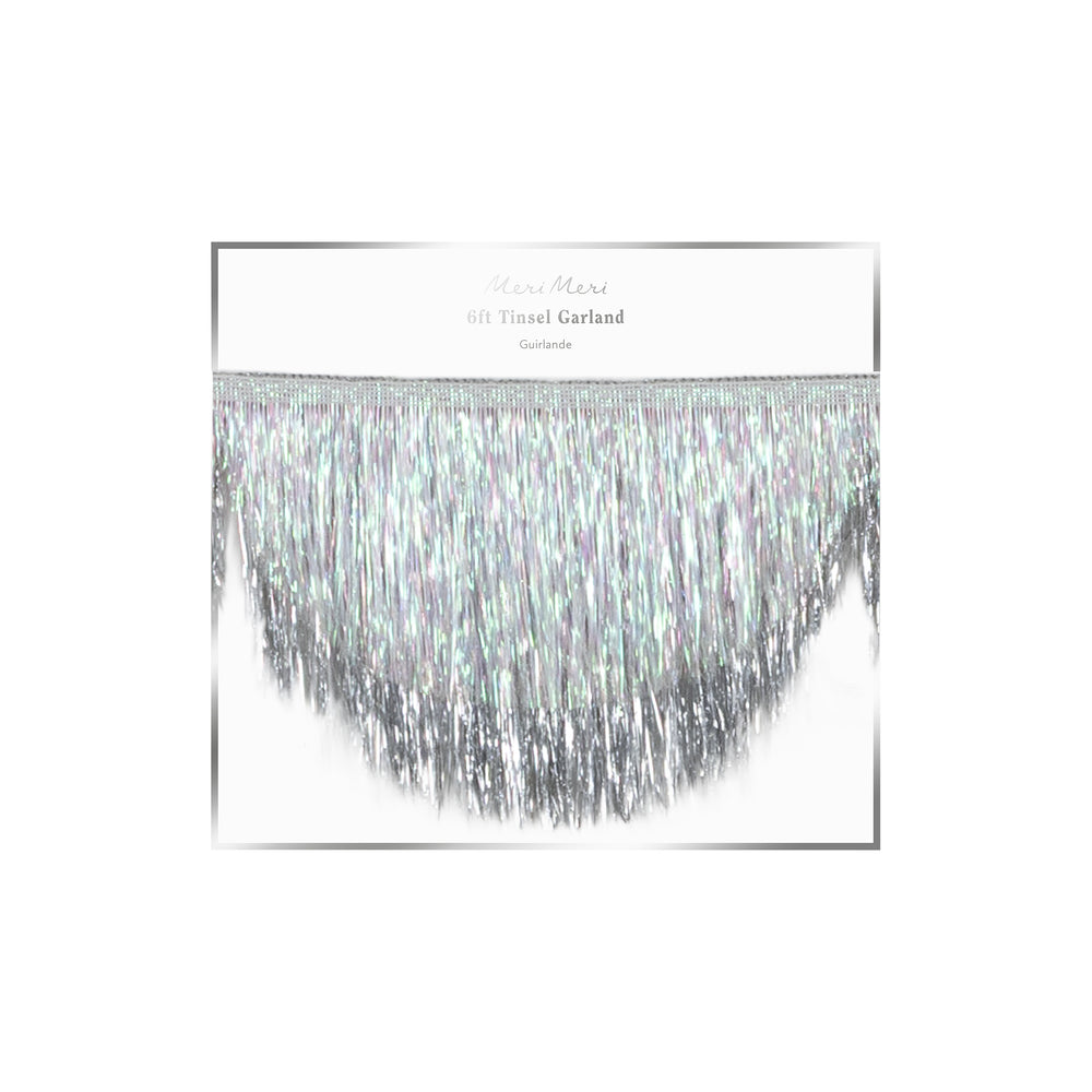 Silver Iridescent Tinsel Scallop Garland