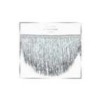 Silver tinsel garland shiny fringe decor for celebration from Parte Haus party supply store in Bethesda MD