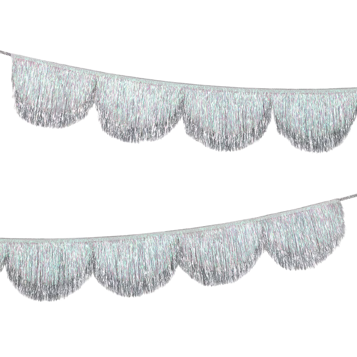 Silver Iridescent Tinsel Scallop Garland