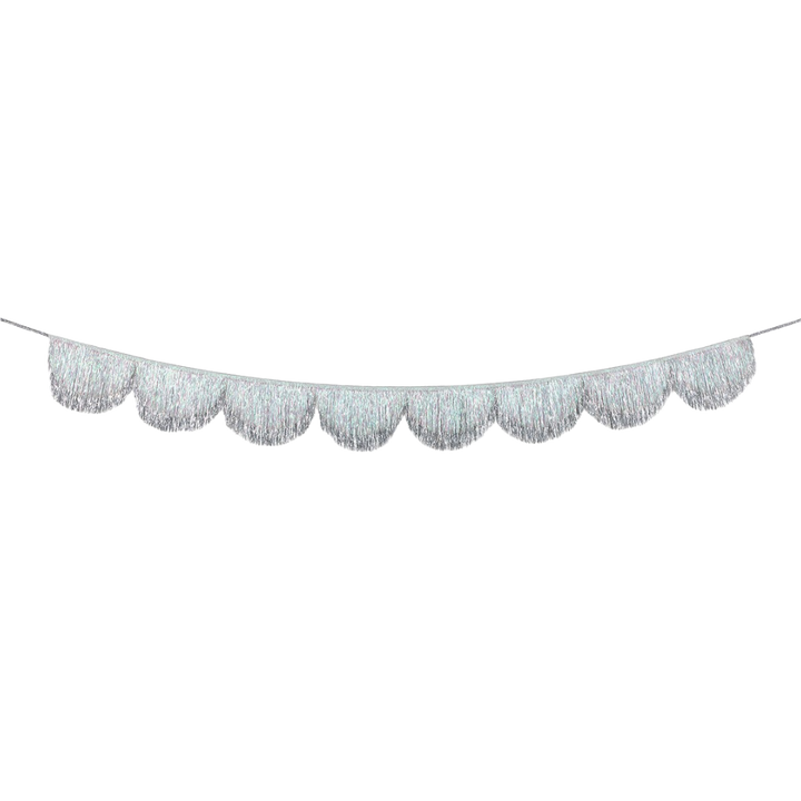 Silver Iridescent Tinsel Scallop Garland
