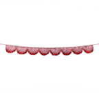 Red fringe garland hanging decoration for celebration from Parte Haus party supply store in Bethesda Maryland