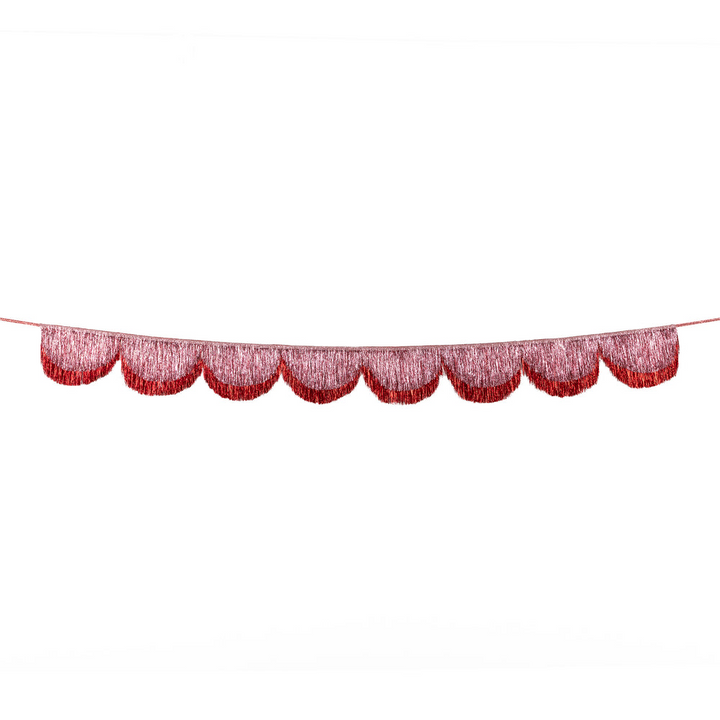 Pink and Red Pink Glitter Tinsel Scallop Garland