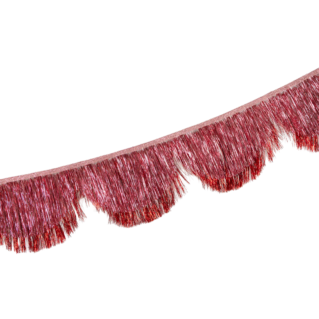 Pink and Red Pink Glitter Tinsel Scallop Garland