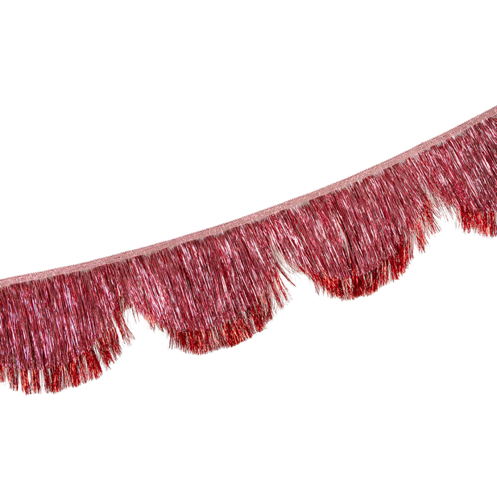 Pink and Red Pink Glitter Tinsel Scallop Garland