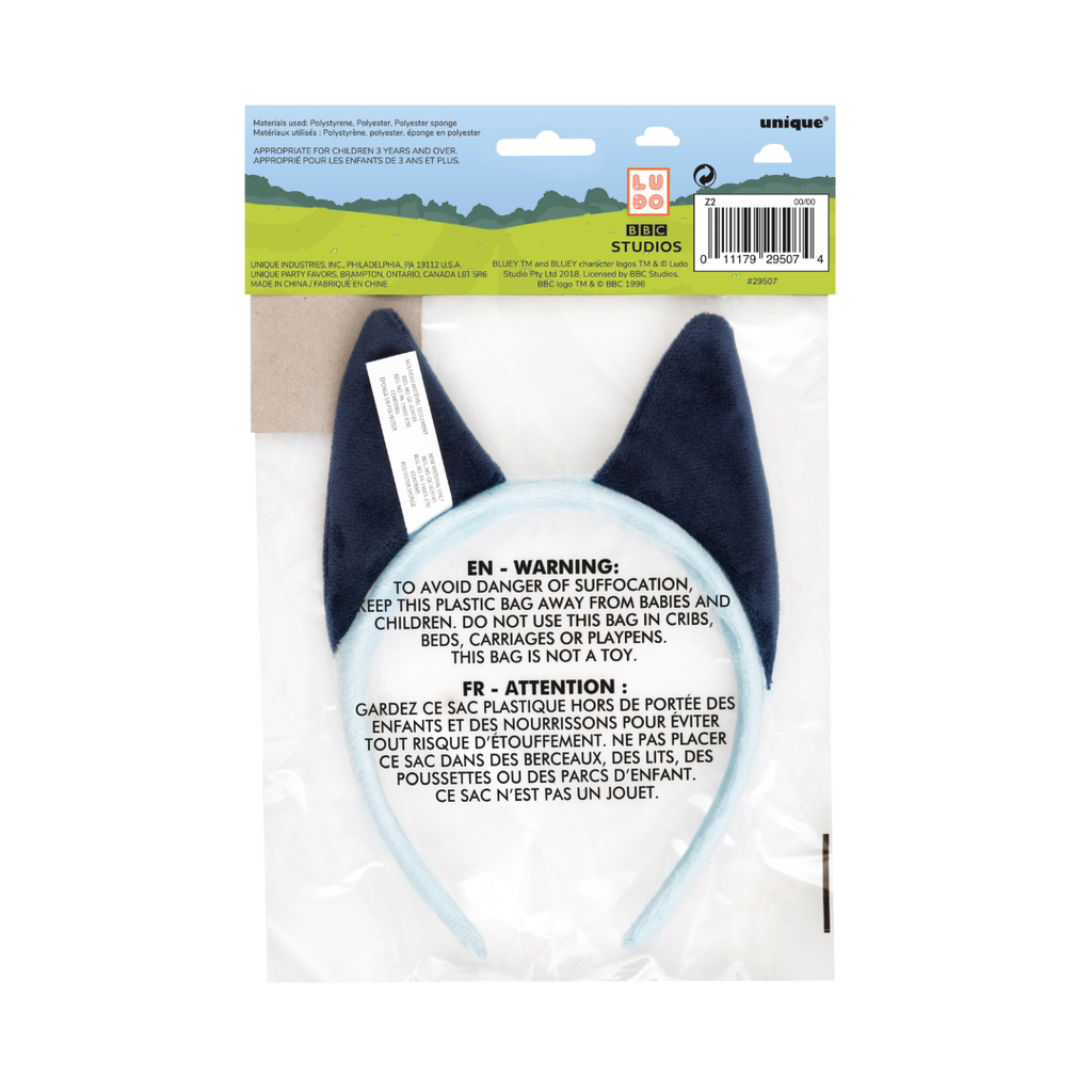 Blue headband with cat ears costume accessory for kids birthday from Parte Haus party supply store in Bethesda Maryland