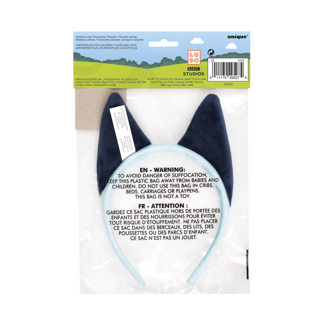 Blue headband with cat ears costume accessory for kids birthday from Parte Haus party supply store in Bethesda Maryland