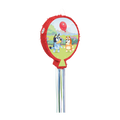 Red Bluey balloon pinata with cartoon dogs outdoor scene kids birthday from Parte Haus party supply store in Bethesda Maryland