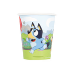 Blue cartoon character paper cup with outdoor scene birthday theme from Parte Haus party supply store in Bethesda MD